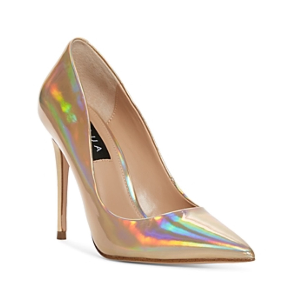 AQUA Iridescent Gold Stiletto Pumps